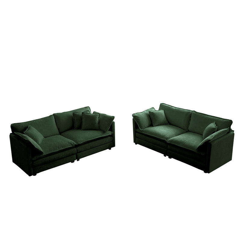 Ensemble de salon moderne avec canapé 2 pièces, causeuse et canapé rembourrés 2 pièces pour salon de bureau à domicile, ensemble de canapé 2 pièces