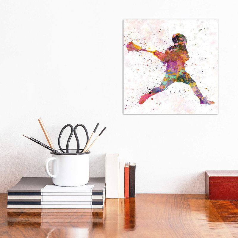 «Lacrosse Man Player III» par Paul Rommer - impression d'art graphique, H 12 po x l 12 po x P 1,5 po, Toile tendue