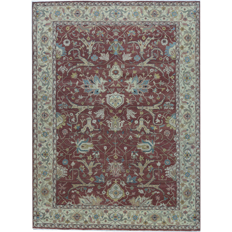 Tapis rouille et ivoire de haute qualité noué à la main
