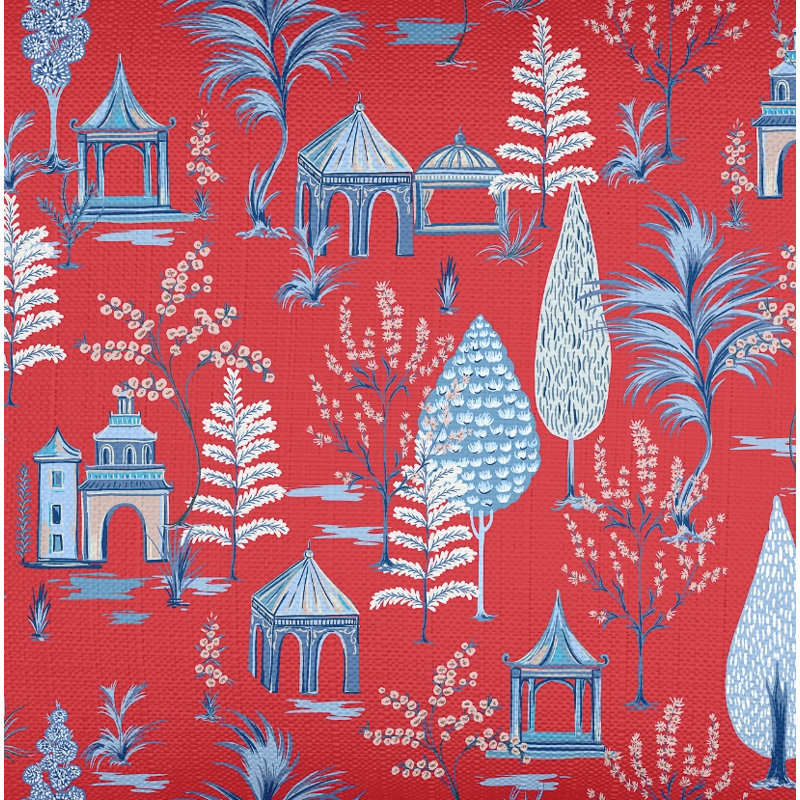 Printed Pillows Linen Geometric Accent Pillow, Red, Rectangle 28" H x 36" W, Down Blend