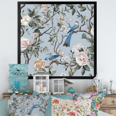 Minimalisme, oiseau sur fleurs V - impression