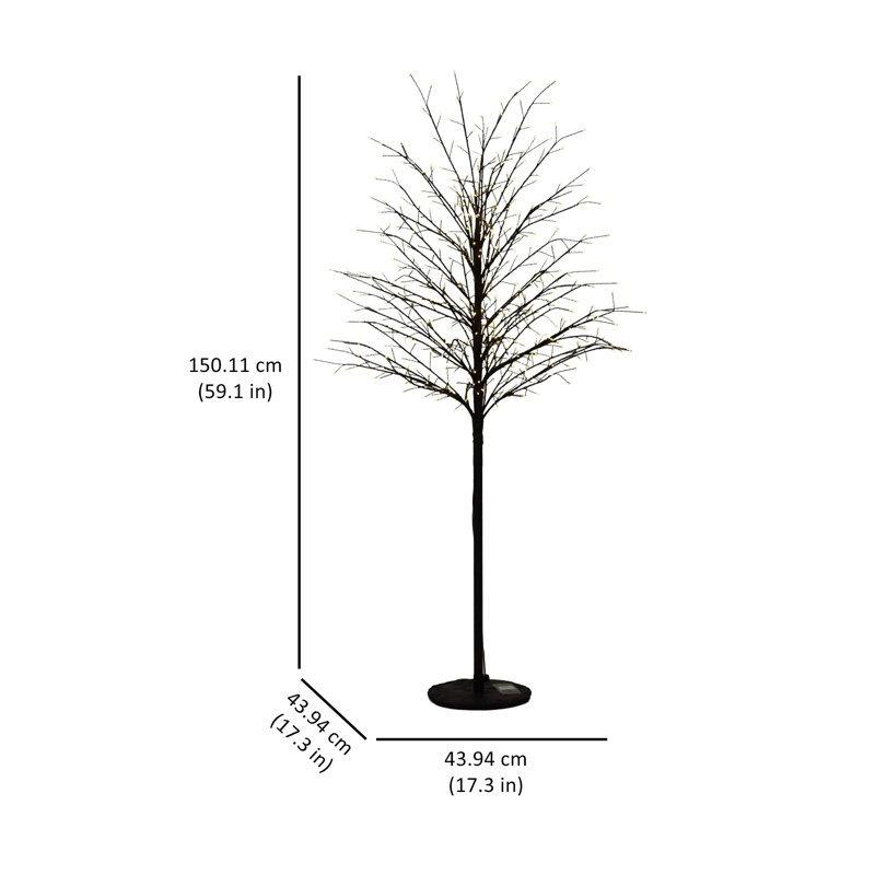 Micro Dot Lighted Trees and Branches, 59.1" H x 17.3" L x 17.3" D, Black