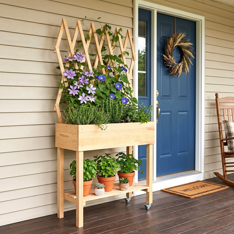 Solid Wood Raised Garden Bed Outdoor Elevated Planter Box