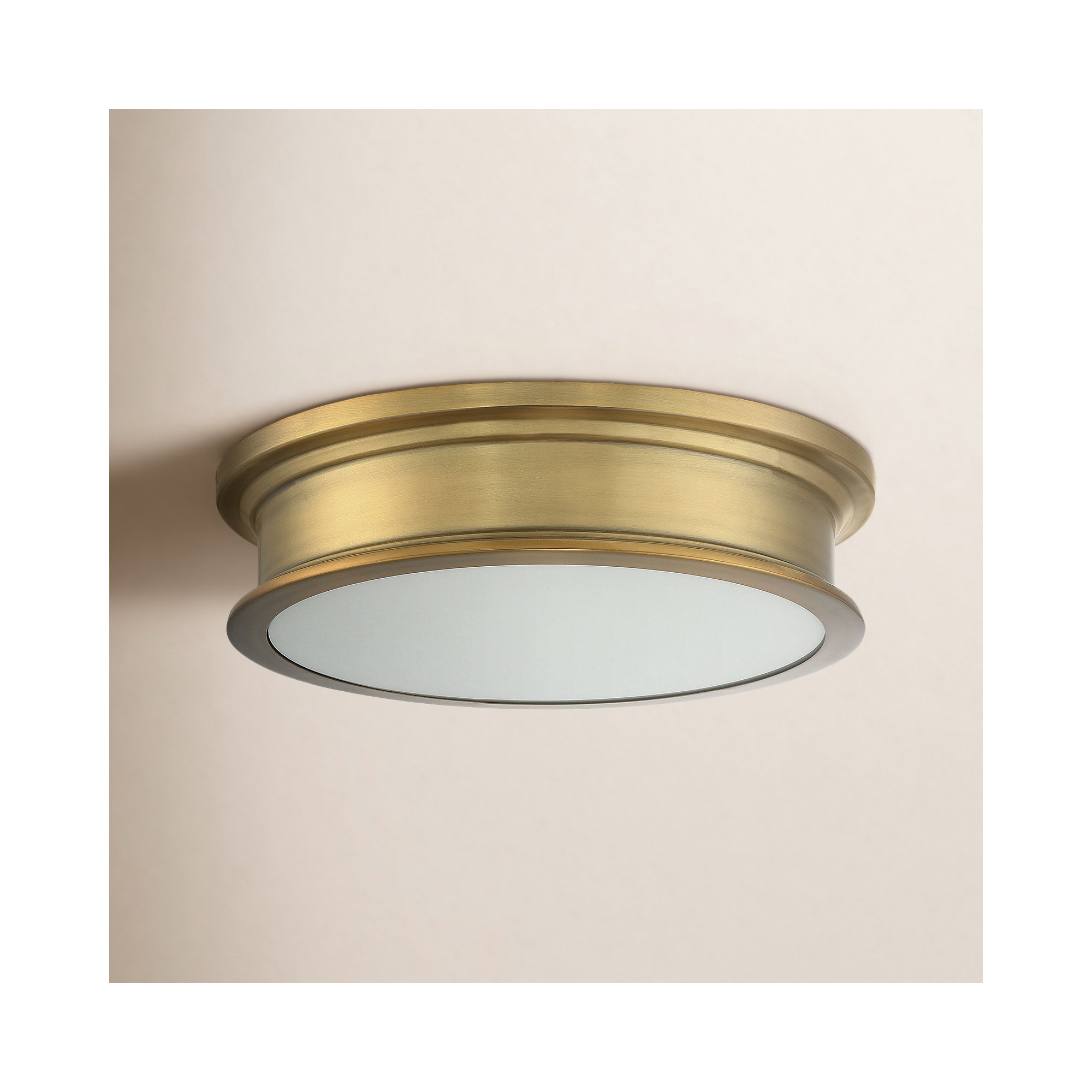 Rosanne 3 Light Glass Flush Mount, Warm Brass