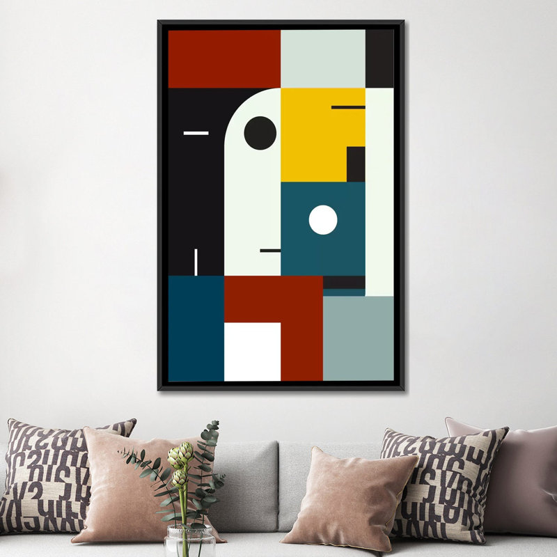 « bauhaus age », reproduction d’impression sur toile, H 26 po x l 18 po x P 1,5 po, Toile avec cadre noir, Pas de tapis