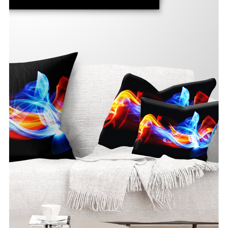  Coussin abstrait feu et glace, Rectangulaire, 12 po x 20 po