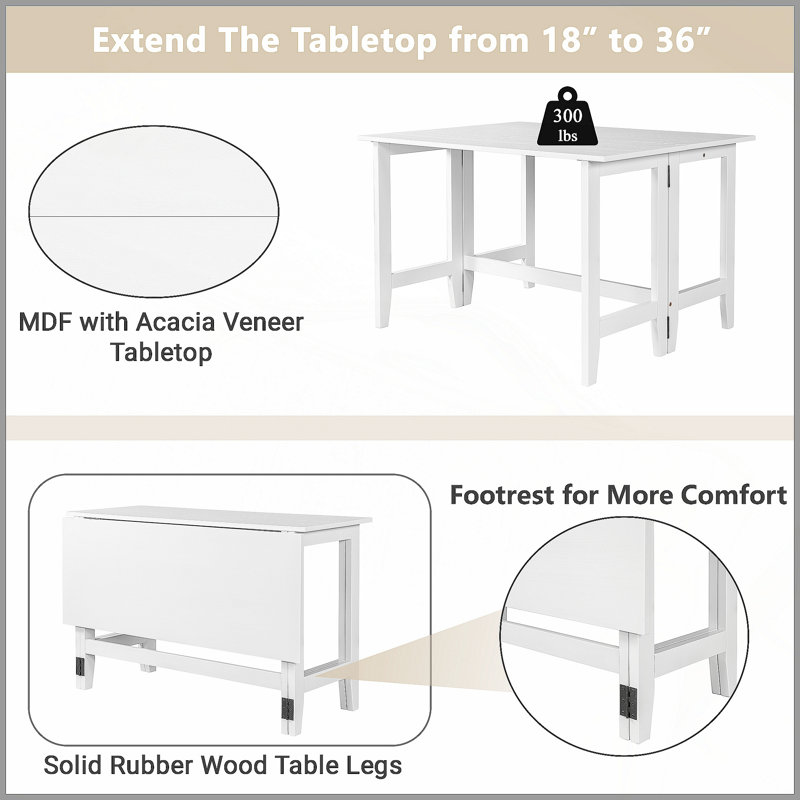 Table de salle à manger extensible Farmhouse, Blanc