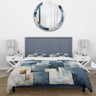 Ensemble de housse de couette Blue and White Nautical Shapes V - Coastal Minimalisme