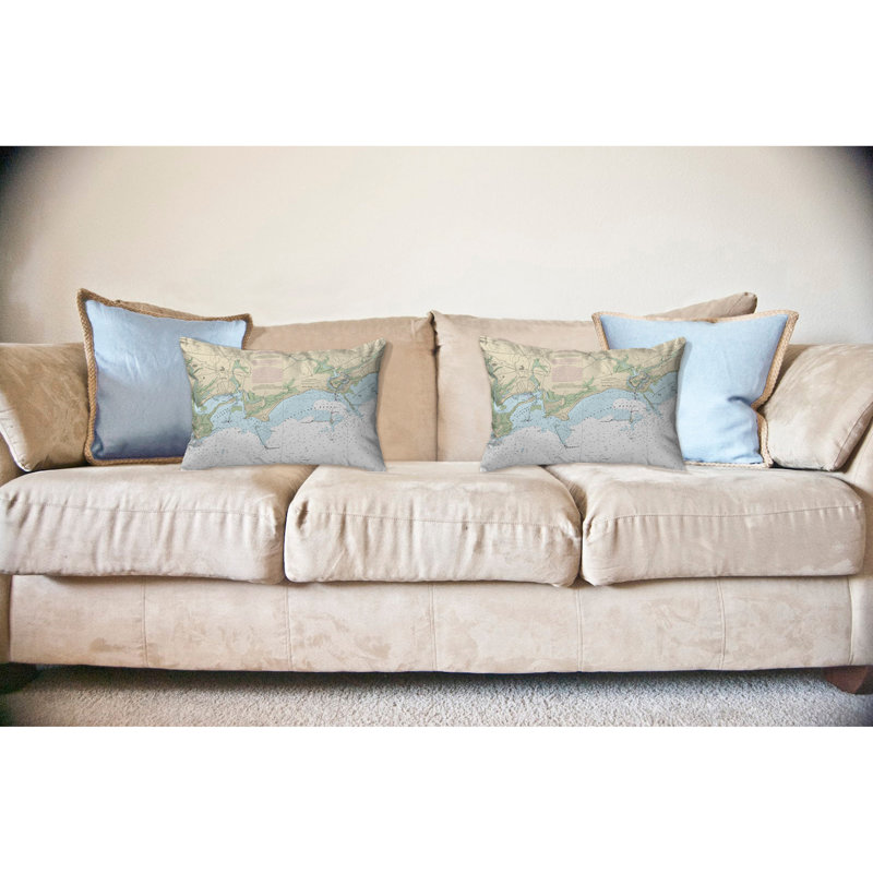 Nautical Map Outdoor Reversible Throw Pillow