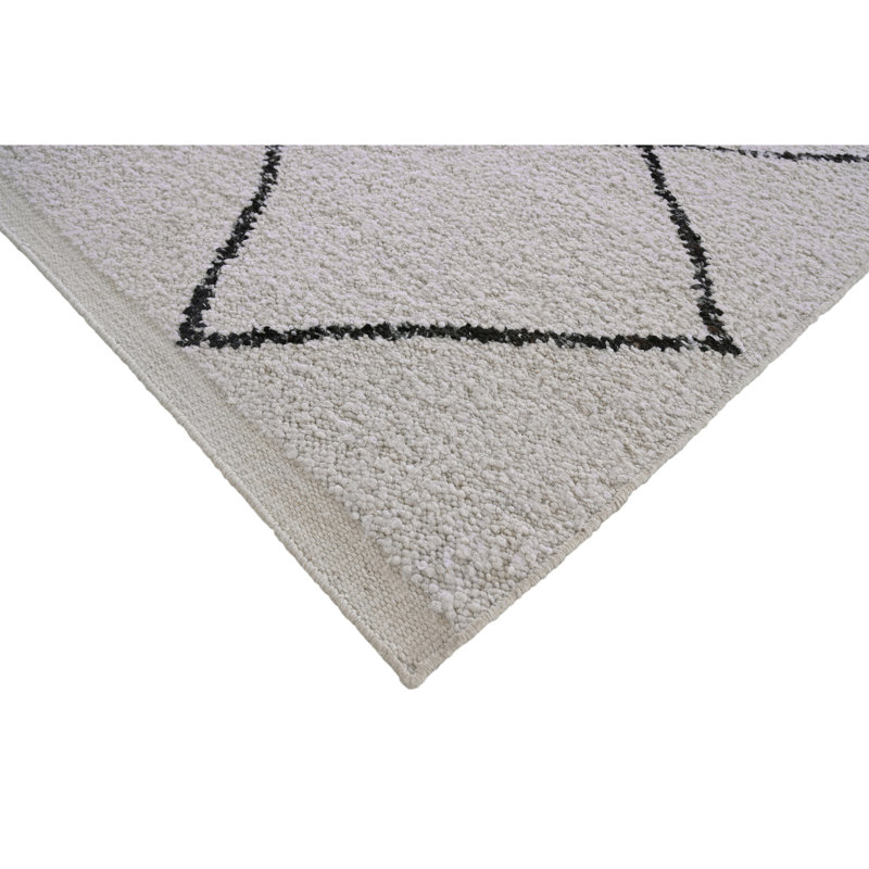 Wool Geometric Area Rug in Ivory/Charcoal, Rectangle 10' x 14'