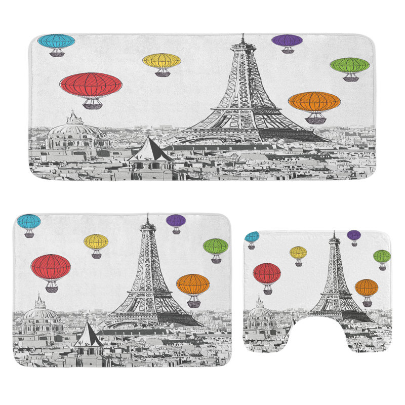  Multicolore Paris, ensemble de 3 tapis de salle de bain U