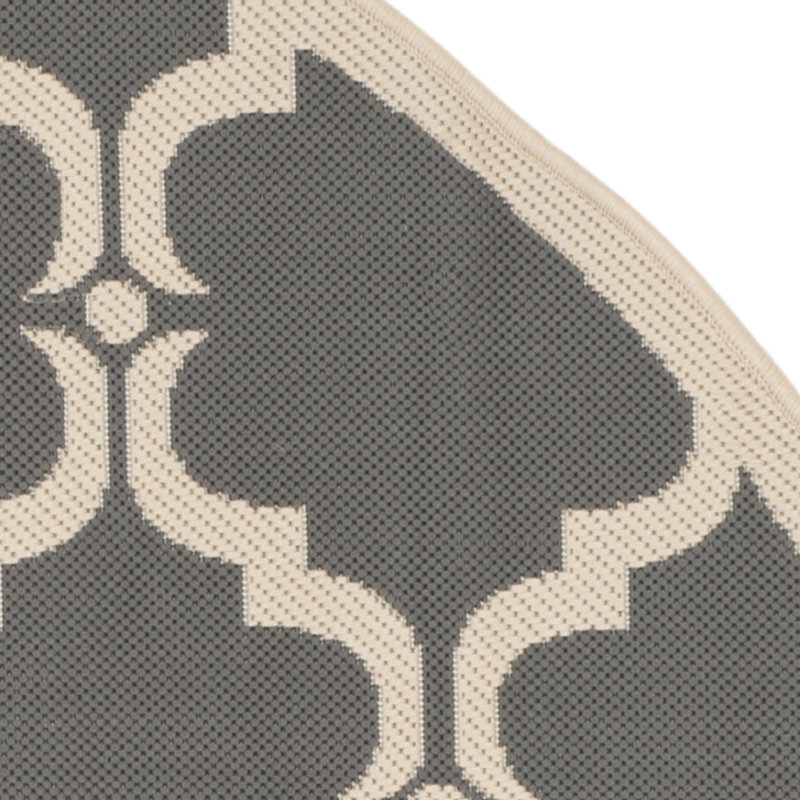 Tapis anthracite/beige à motif géométrique Herefordshire, Rond 5 pi 3 po