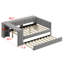 Lit plateforme tapissier avec tablettes de rangement, bureau, station de charge et lit gigogne-136744156