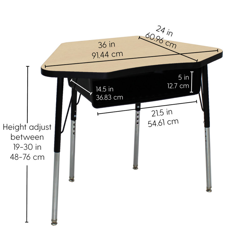 Ensemble de bureau et de chaise réglable en stratifié de H 30 po x l 36 po, Bois naturel