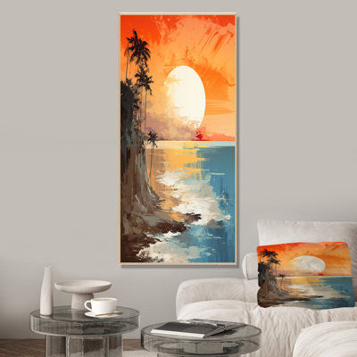 Coucher de soleil sur la côte du paradis côtier V - art mural minimaliste côtier