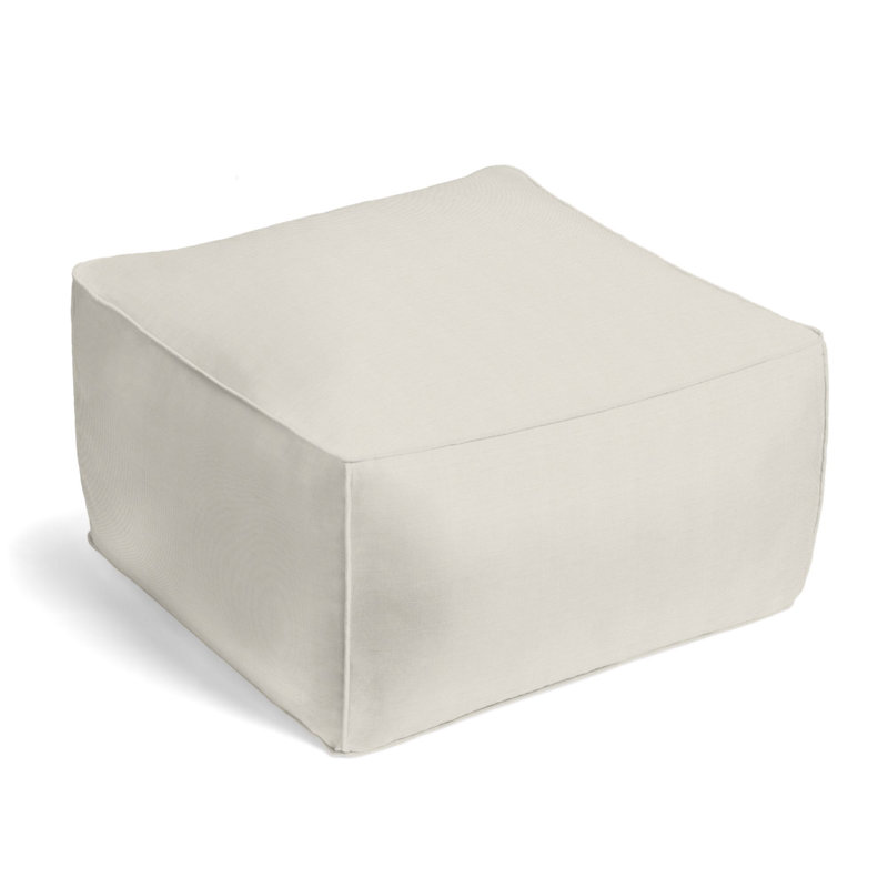 Upholstered Pouf, Oatmeal 100% Linen