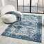 Tapis bleu / ivoire à motif de médaillon oriental classique lavable à la machine-1288604441