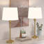 Lampe de table moderne en laiton poli L 26 po avec interrupteur à bouton et abat-jour en lin L chariot-1675941240