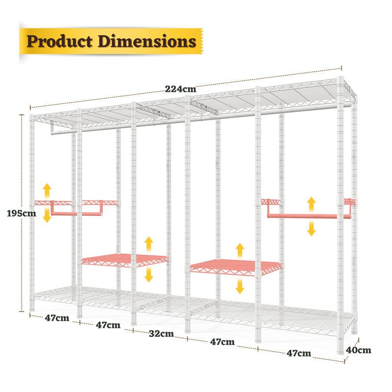 224 cm Adjustable Clothes Rack, White
