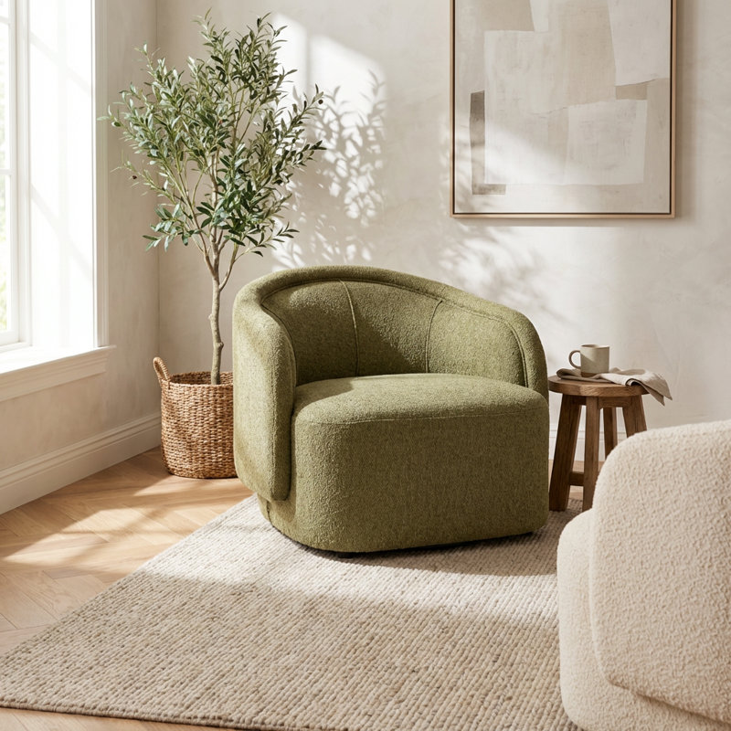 Fauteuil d'appoint incurvé luxueux avec revêtement moelleux et ergonomique
