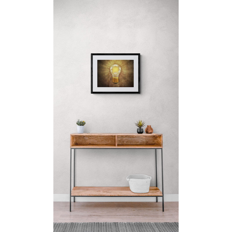 Retro Light Bulb Print by Scott Norris, Black Framed Canvas, 32" H x 24" W