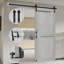 Porte de grange double en éléphant gris MDF 34 po x 84 po S&Z Tophand® avec quincaillerie de porte coulissante de 13 pi, dalle de porte de grange solide recouverte d'une surface en PVC imperméable-116448672-116448676