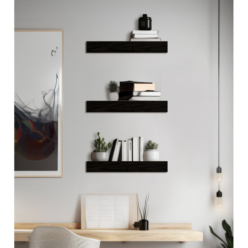 Emerald Lee 3 Piece Oak Floating Shelf, 3" H x 14" W x 8" D