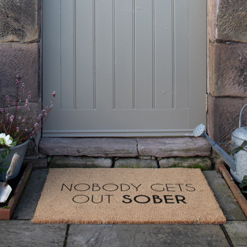 Benner Nobody Gets out Sober Kitchen Mat