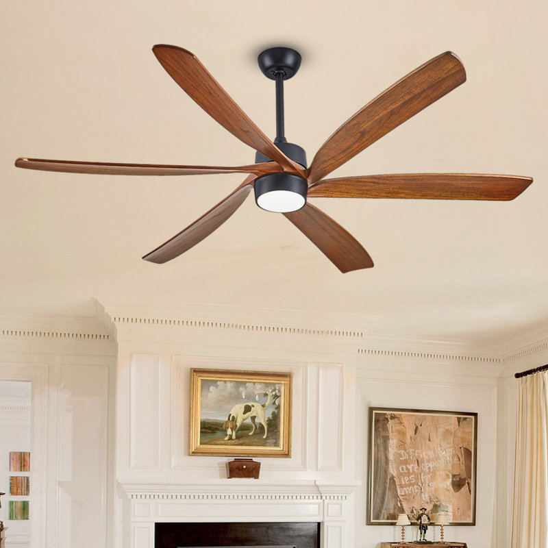Ventilateur de plafond en bois massif de 72 pouces avec lumière, ventilateur de plafond de style ferme moderne, pales incurvées en bois massif, moteur CC réversible silencieux, lumière DEL à intensité variable avec 3 températures de couleur, idéal pour le salon, la salle à manger, la salle familiale et les plafonds voûtés.