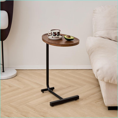 Table basse brune en forme de C pour le salon, montage rapide et amp; Capacité de 50 lb