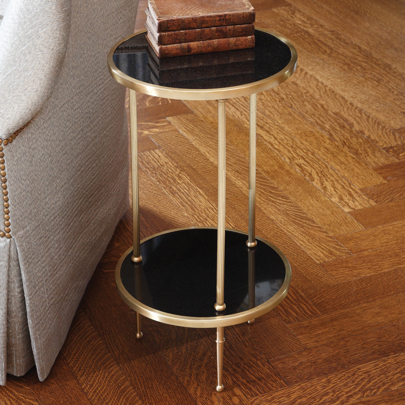 Petite Two-Tier Table-Nickel, Antique Brass