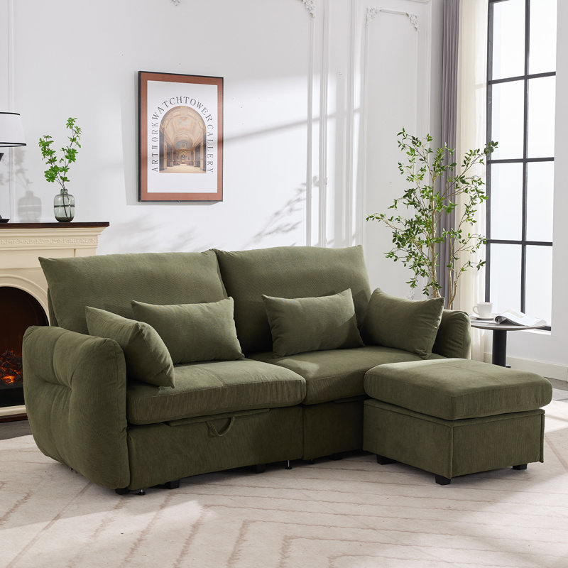 82.6 " Corduroy Sofa, Green