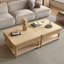 Table basse carrée à plateau relevable cannelé avec rangement caché et ouvert-784332439