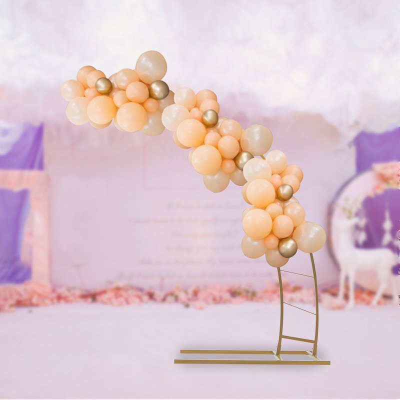 Support pour arche de mariage en forme de lune en métal doré de 6,5 pi, cadre en forme de ballon incurvé