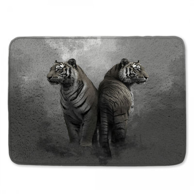 Two White Tigers Bath Mat