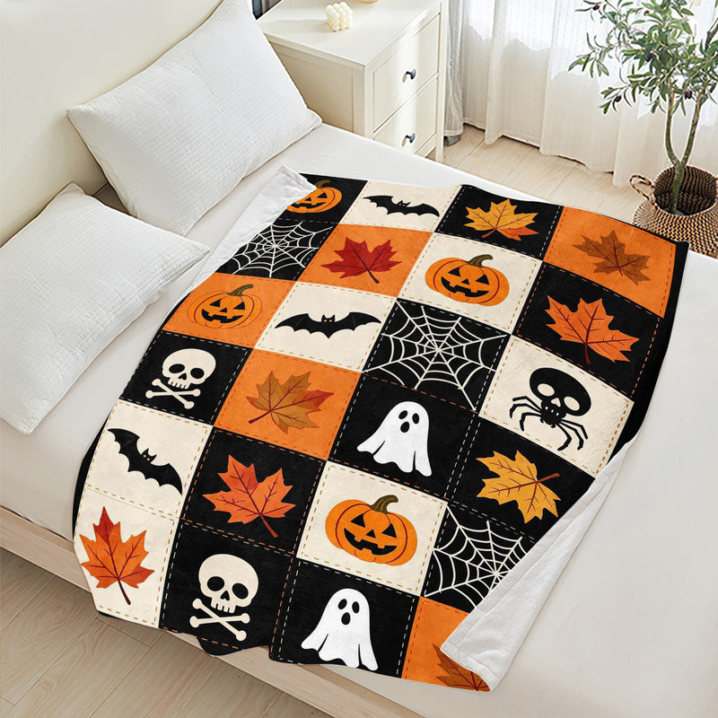Jeté en flanelle JYK Halloween, Halloween Icon Grid
