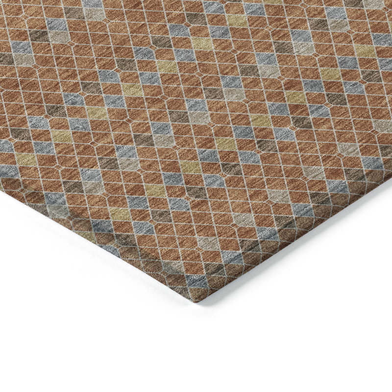 Machine Washable Indoor/Outdoor Christain ACN1416 Paprika Rug, Rectangle 1'8" x 2'6"
