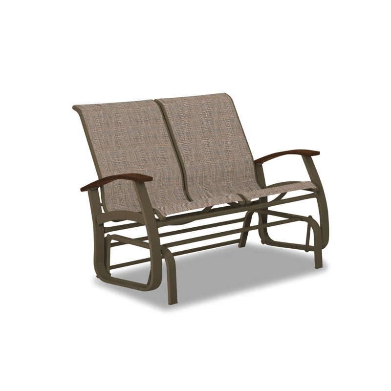 Belle Isle Outdoor Glider, Textured Beachwood, Kona P10, Aqua