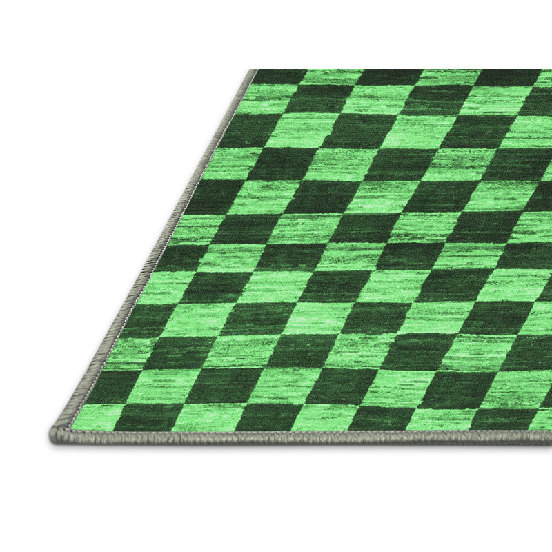 Washable Checkered Indoor Rug, Rectangle 5' x 7'