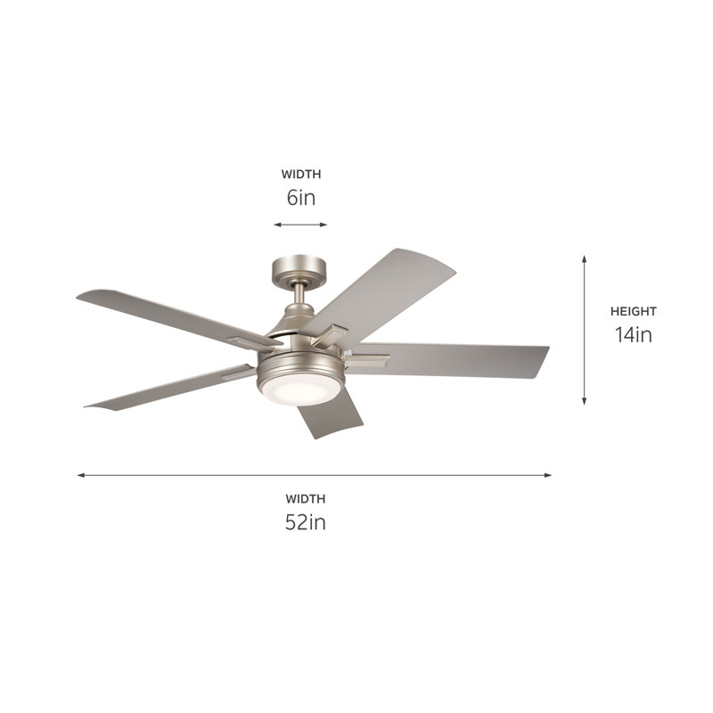 52'' Ceiling Fan with LED Lights, Brushed Nickel