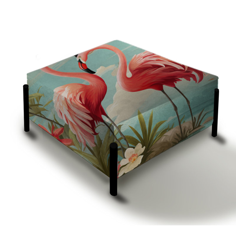 Coastal Flamingo Fusion Coastal Motif - Grand repose-pieds carré tropical