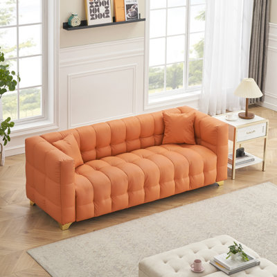 Orange 80 - Inch 3 Seat , Waterproof And Stain Proof, Spring Wrap Cushion, Easy To Maintain For Reception Area With American Body Structure, Seats Technology Fabric, , Color, Assemble Various Scenes