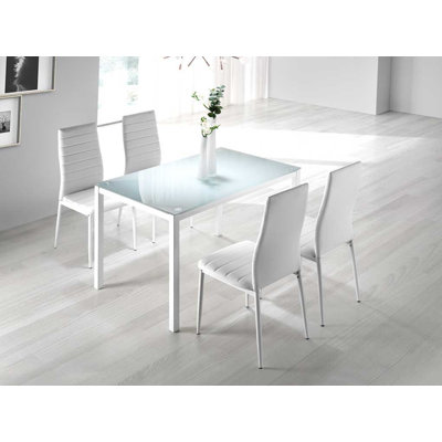 Gianelly Glass Top Metal Base Dining Table