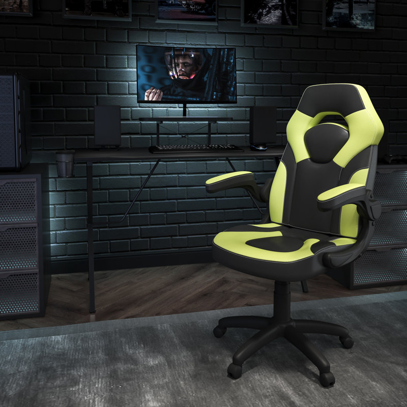 Bridesdale 2 Piece Computer Desk Office Set, Green/Black