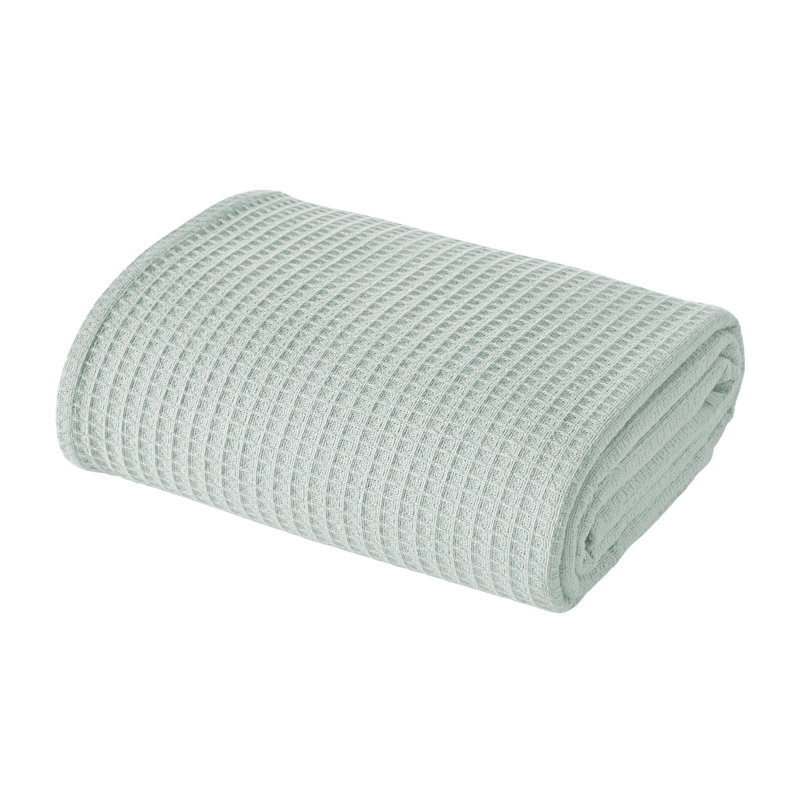 Couverture thermique moderne 100% coton gaufré Modern, Lit simple, Bleu pâle