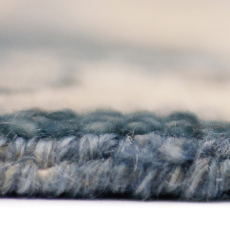 Handmade Blue Geometric Wool Area Rug 2' x 3'