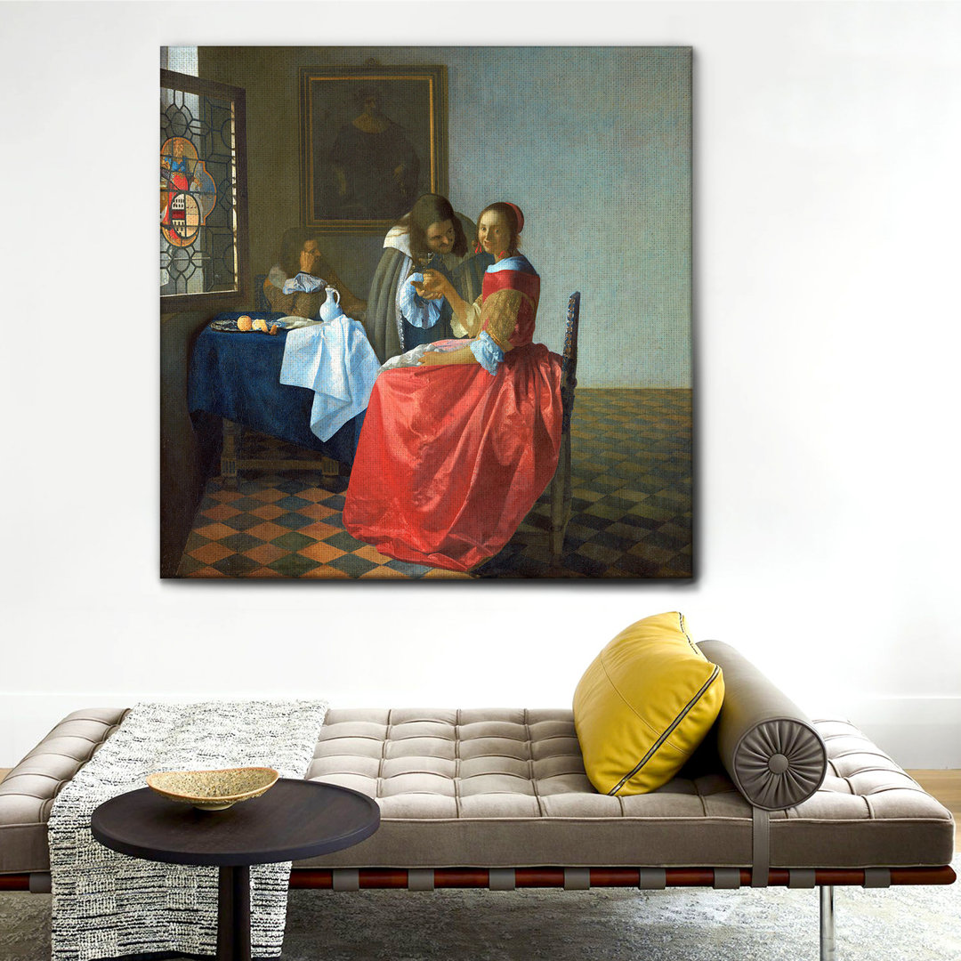 Leinwandbild Dama Con Due Cavalieri von Jan Vermeer