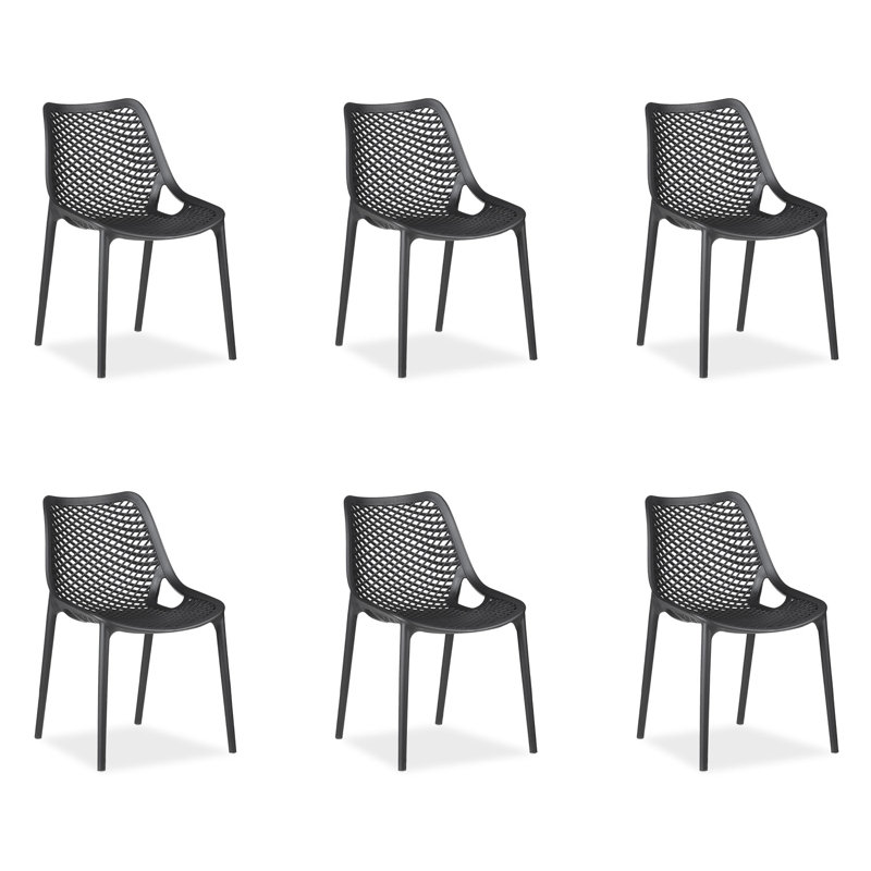 Arianny Stacking Patio Dining Dining Chair, Black
