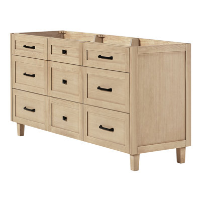 Base de meuble-lavabo double en bois massif 66 po ARIEL Monreau