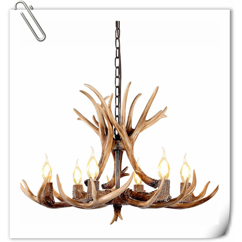 Luminaire suspendu DEL en laiton antique à 6 lumières Januelle, 6